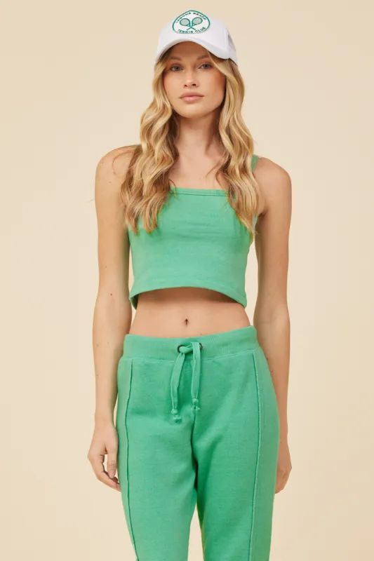 Surf Green Solid Burnout Fleece Tank sold by Vintage Havana