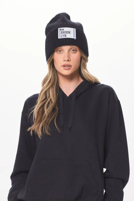 Black w/ Blue Brooklyn Boarding Pass Beanie sold by Vintage Havana