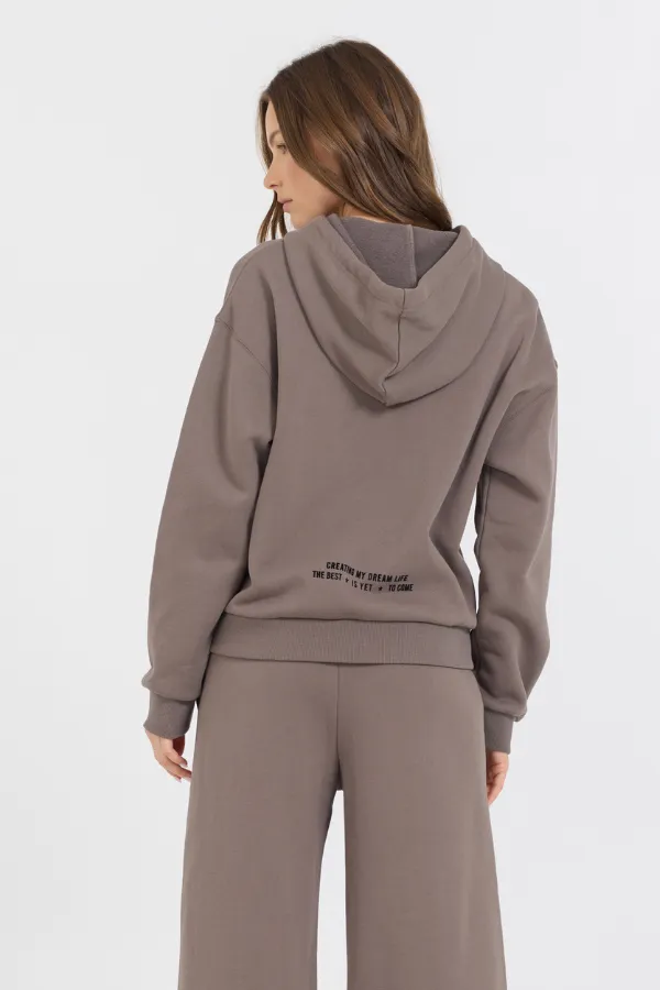 Taupe Grey Fleece Hood Flocking Detail sold by Vintage Havana product image thumbnail 2