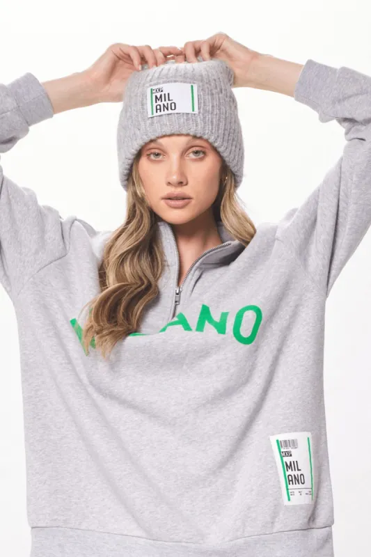Heather Grey w/ Green Milano Boarding Pass Beanie sold by Vintage Havana