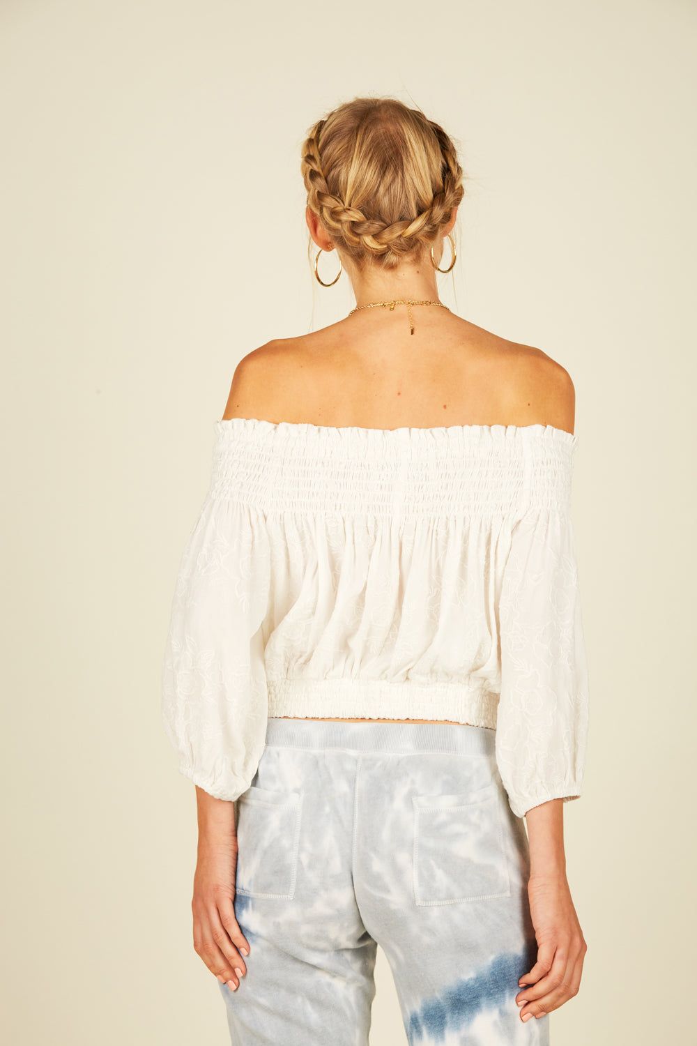 Ivory Smocked Off Shoulder Top sold by Vintage Havana product image thumbnail 2