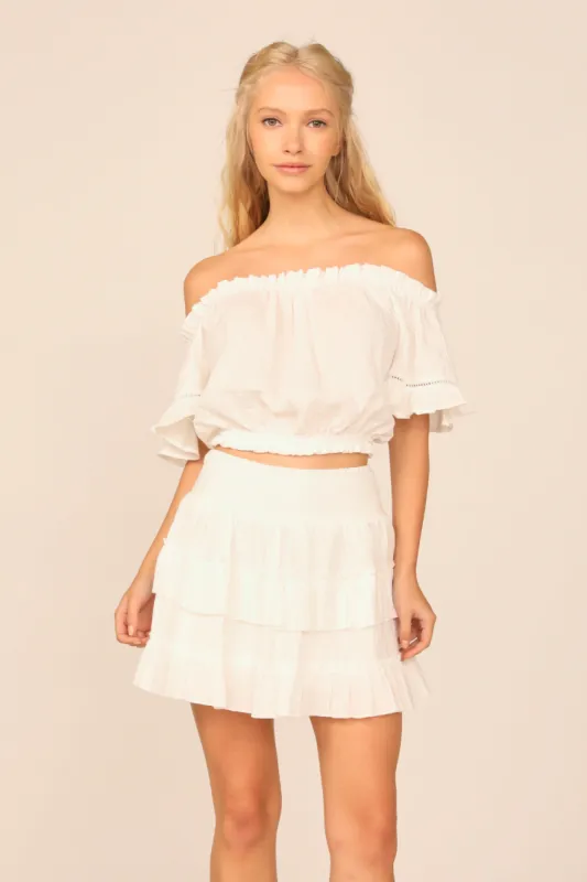 VH x OD - White Gauze Off the Shoulder Bell Sleeve Top sold by Vintage Havana