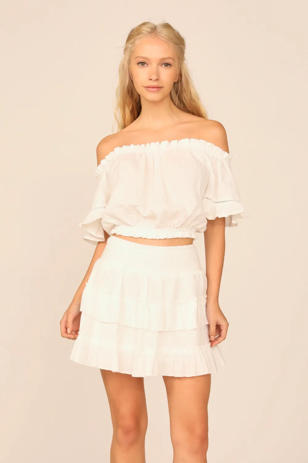 VH x OD - White Gauze Off the Shoulder Bell Sleeve Top sold by Vintage Havana