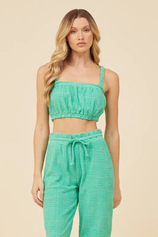 Surf Green Corded Terry Cropped Tank sold by Vintage Havana