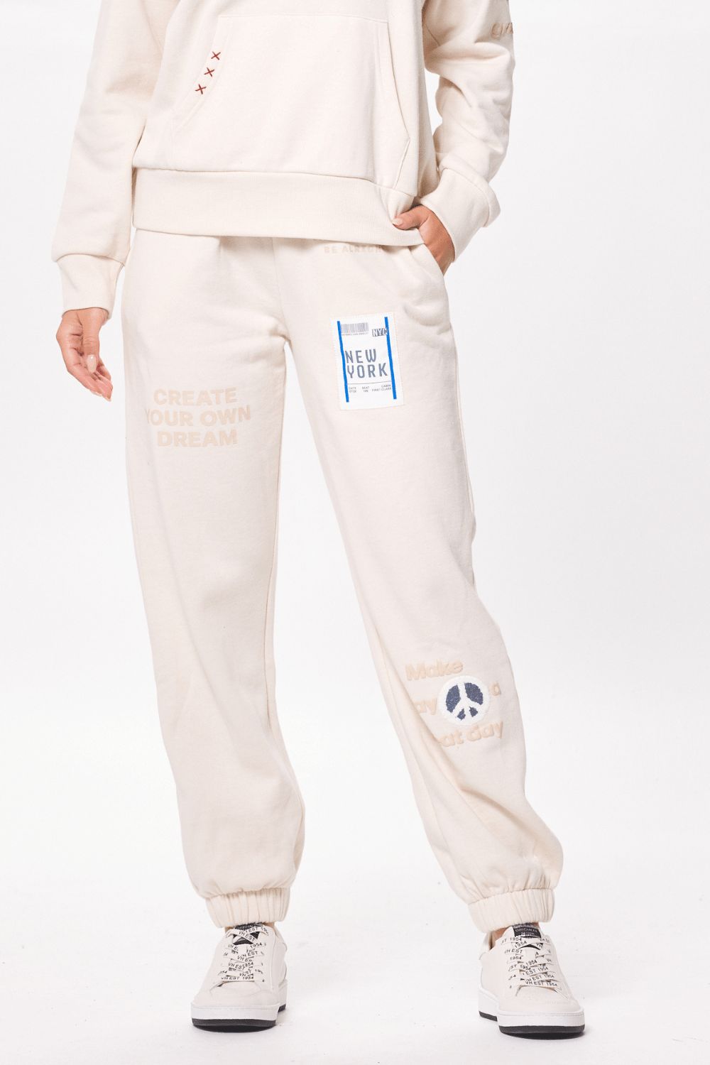 Coconut White & Multicolor Surfwash Fleece Joggers w/ Graffiti sold by Vintage Havana