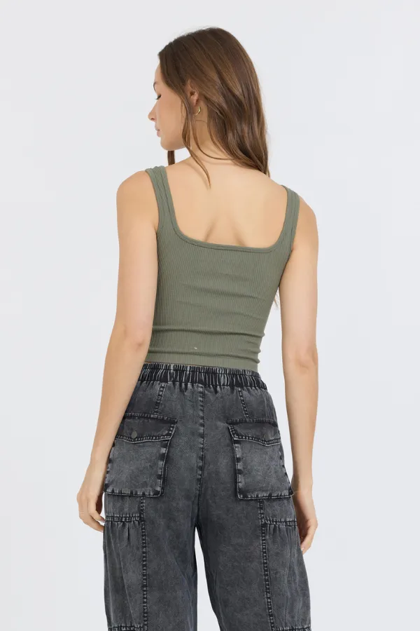 Olive Seamless Tank Top sold by Vintage Havana product image thumbnail 2