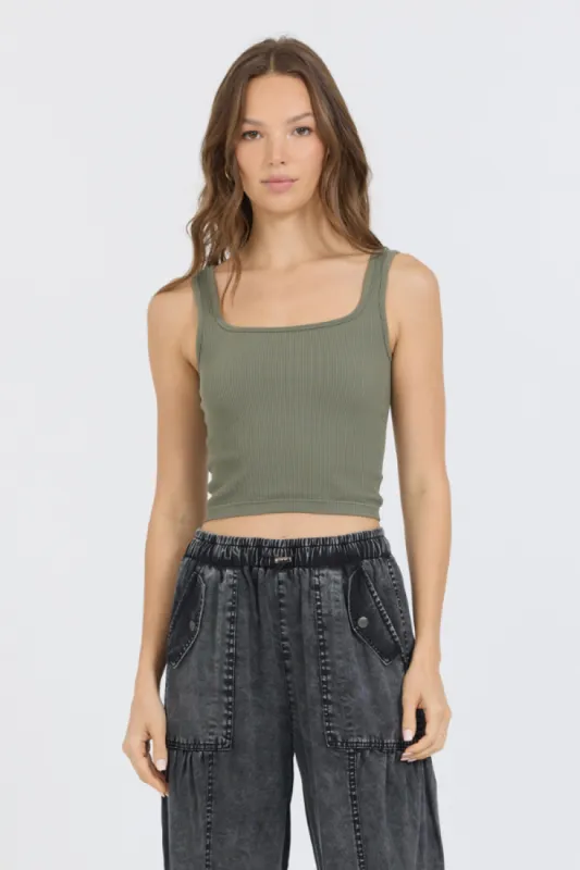 Olive Seamless Tank Top sold by Vintage Havana