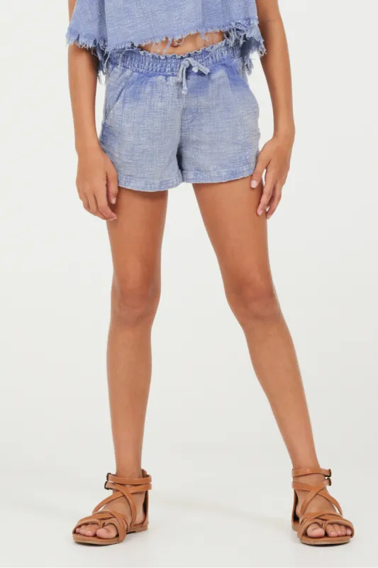 Plush Blue Washed Texture Shorts sold by Vintage Havana