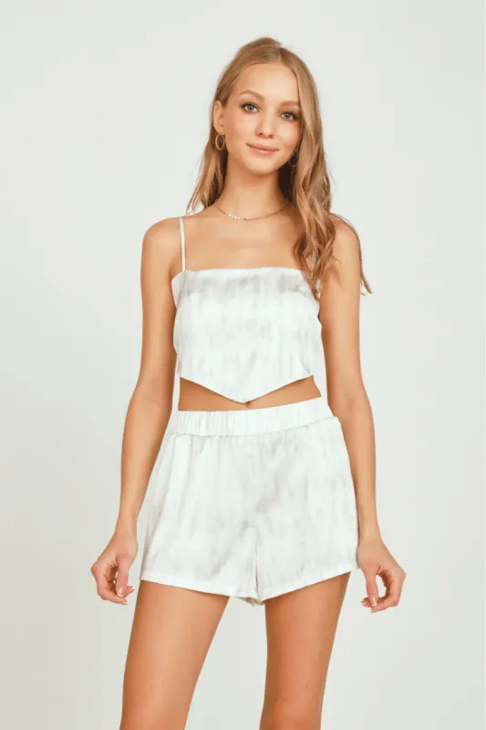 Khaki Tie Dye Satin Handkerchief Top sold by Vintage Havana