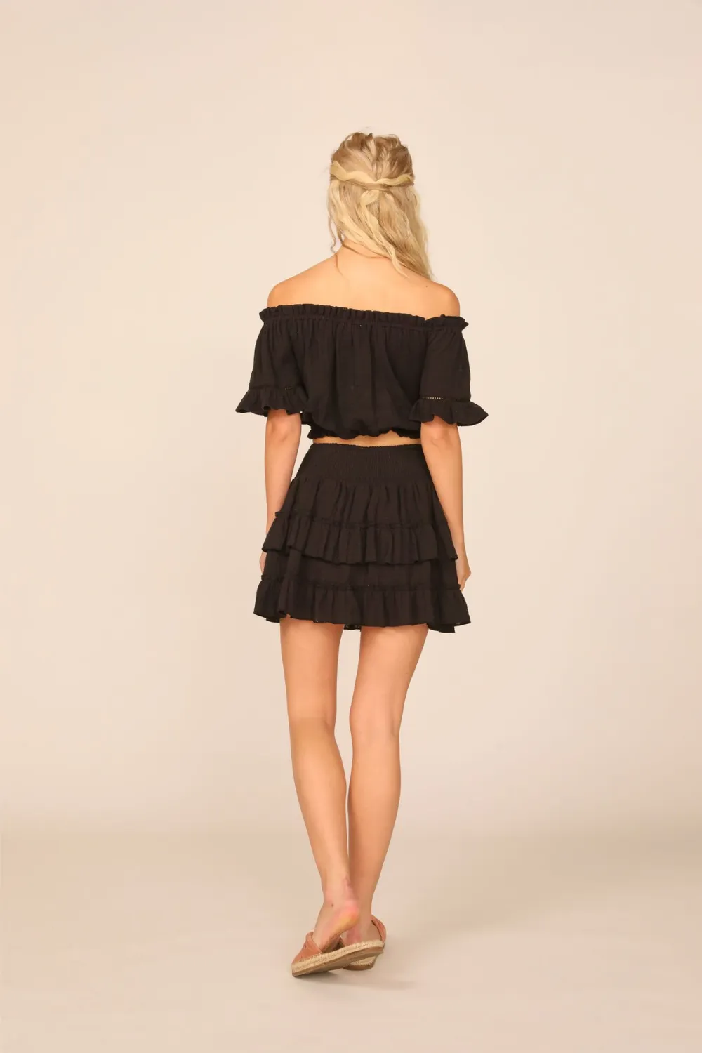 VH x OD - Black Gauze Off the Shoulder Bell Sleeve Top sold by Vintage Havana product image thumbnail 4