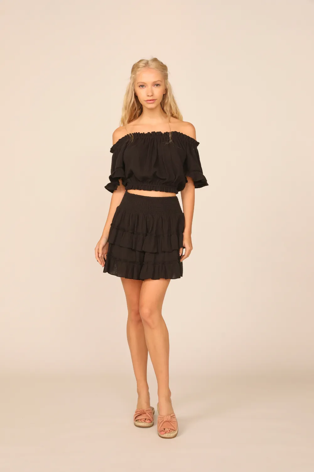 VH x OD - Black Gauze Off the Shoulder Bell Sleeve Top sold by Vintage Havana product image thumbnail 3