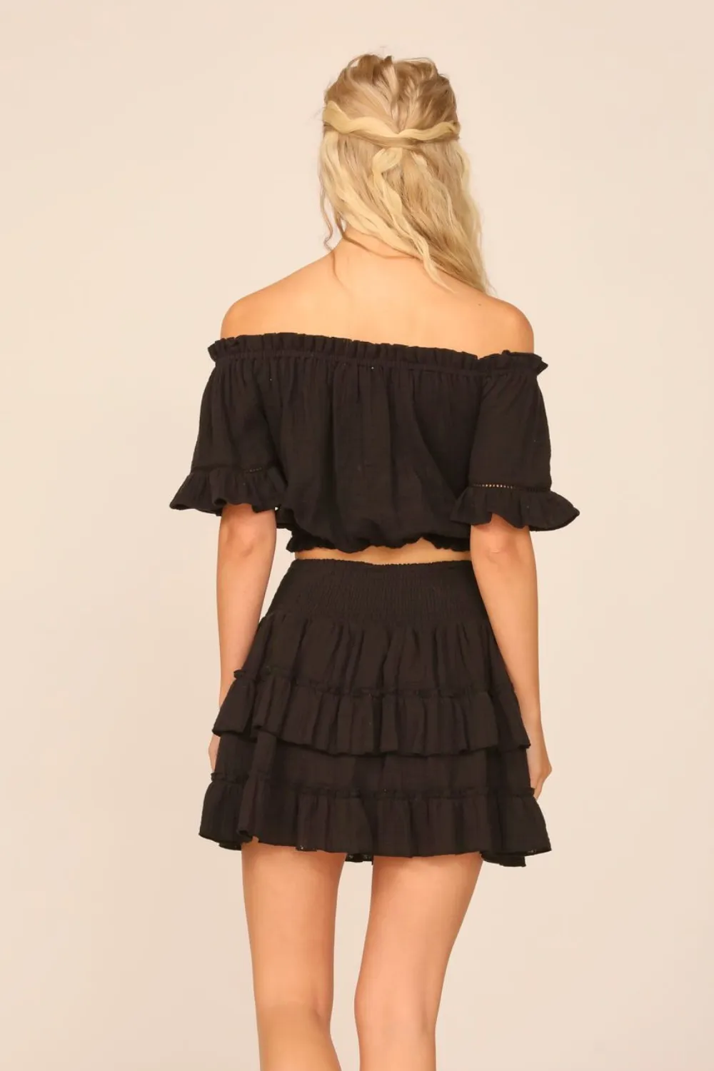 VH x OD - Black Gauze Off the Shoulder Bell Sleeve Top sold by Vintage Havana product image thumbnail 2