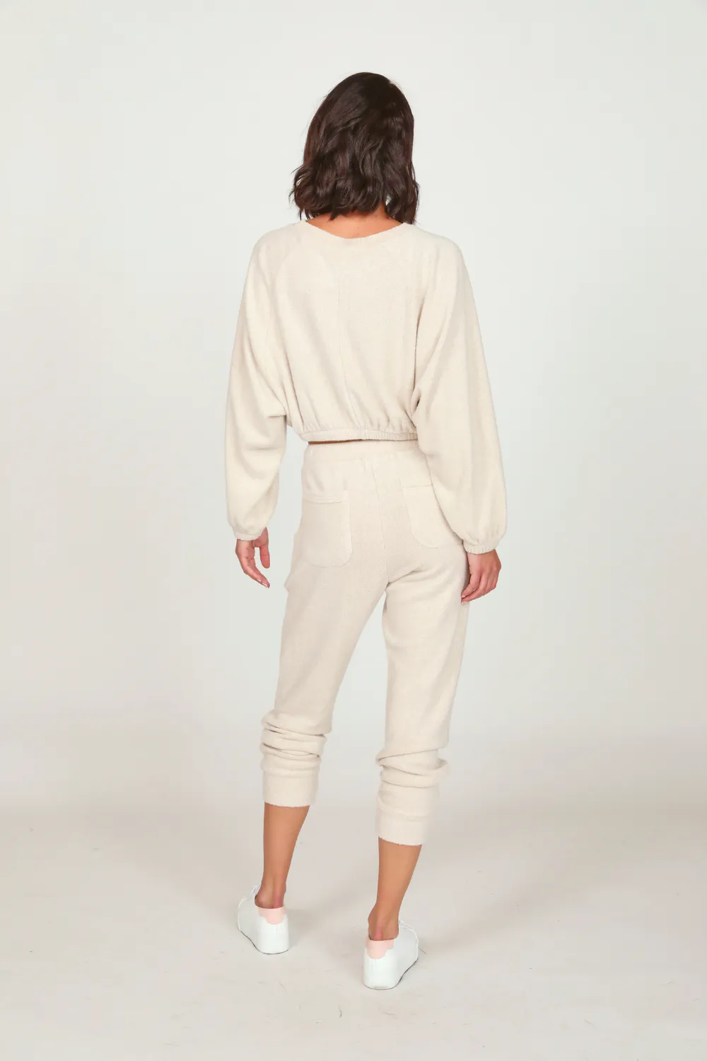 Oatmeal Cozy Fleece Elastic Crewneck sold by Vintage Havana product image thumbnail 4