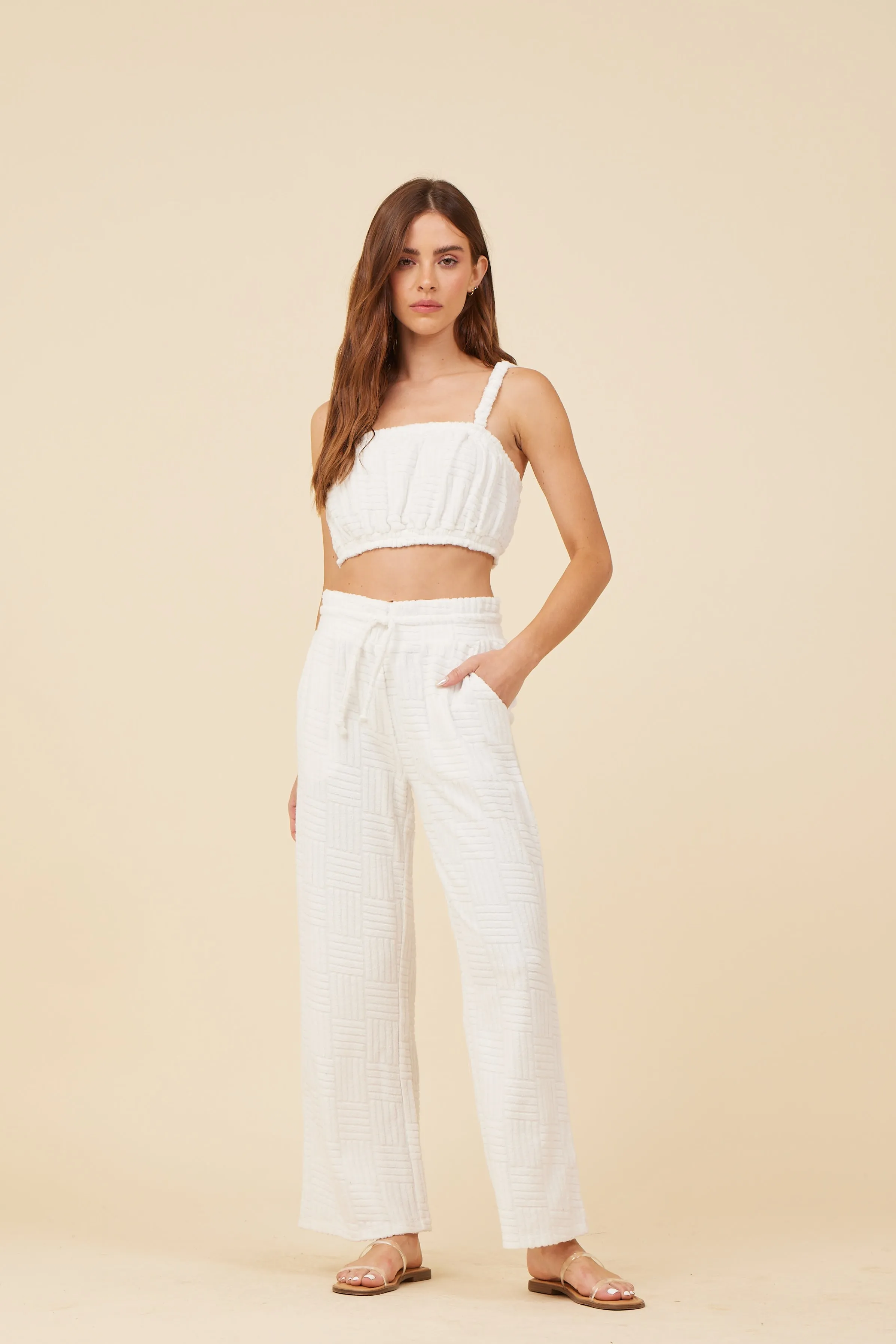 Warm White Corded Terry Wide Leg Pant sold by Vintage Havana product image thumbnail 3