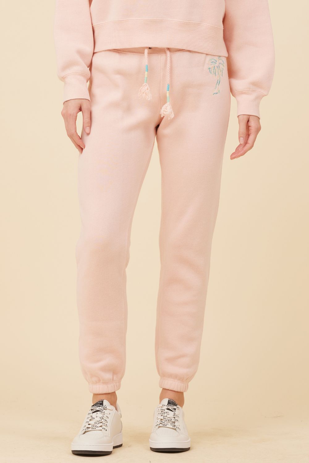 Peachy Pink w/ Palm Tree Embroidered Jogger sold by Vintage Havana