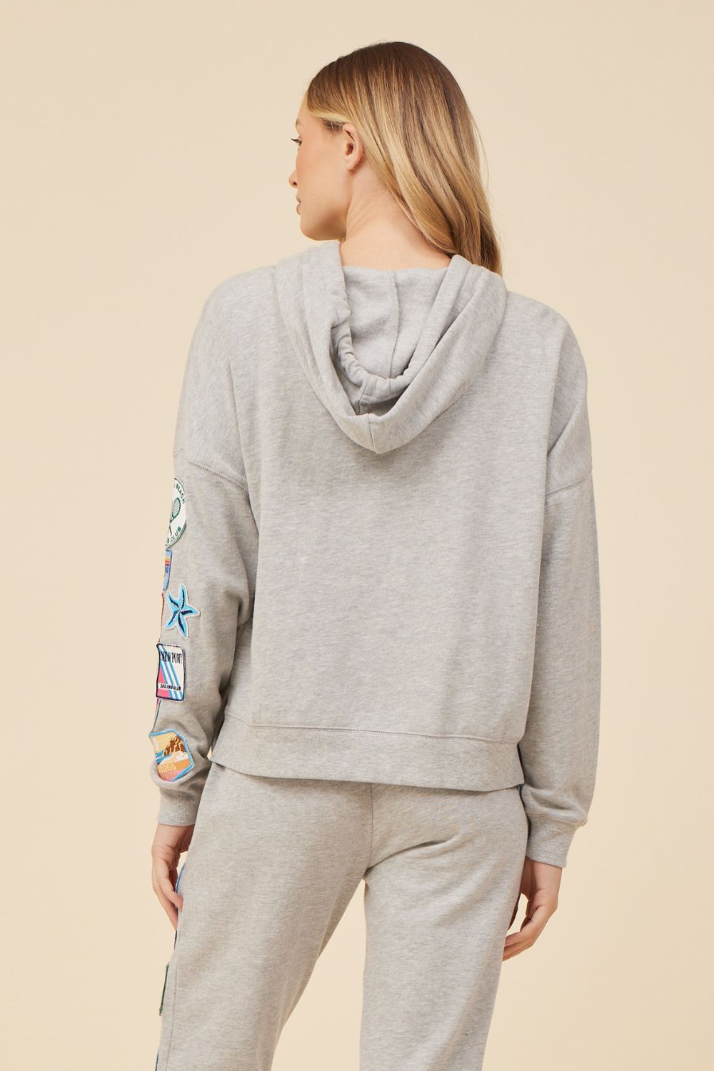 Heather Grey W/ Multi Patches Surf Wash Hoodie sold by Vintage Havana product image thumbnail 2