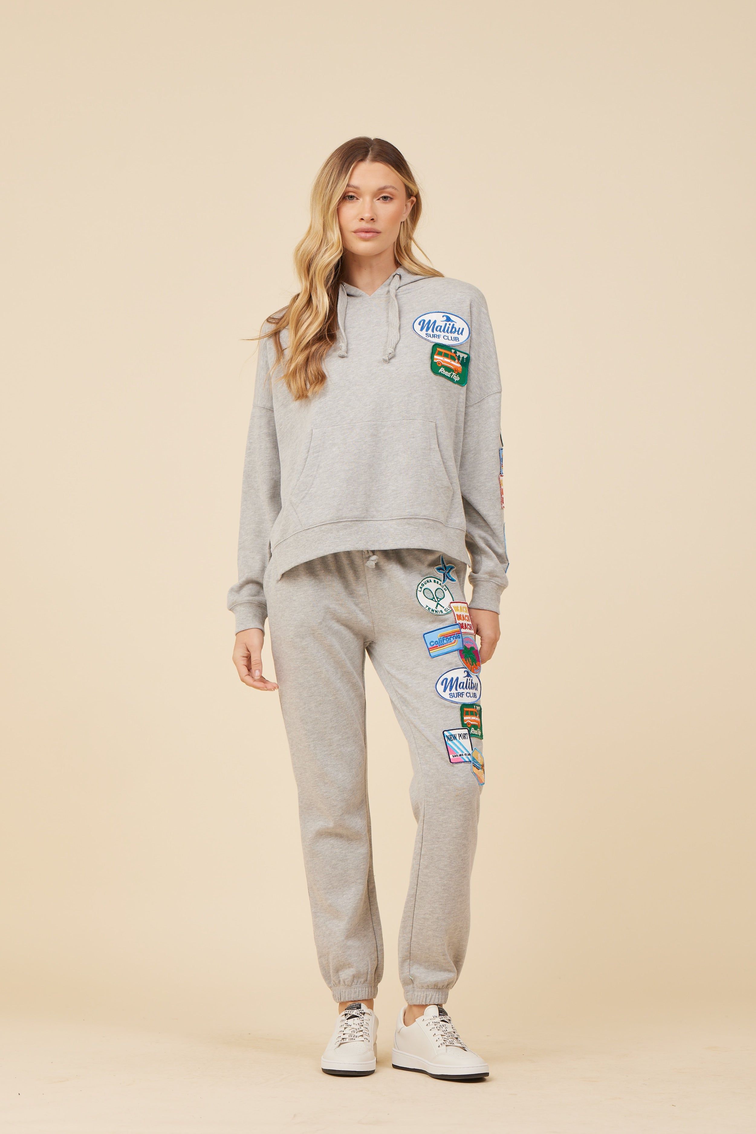 Heather Grey W/ Multi Patches Surf Wash Hoodie sold by Vintage Havana product image thumbnail 3