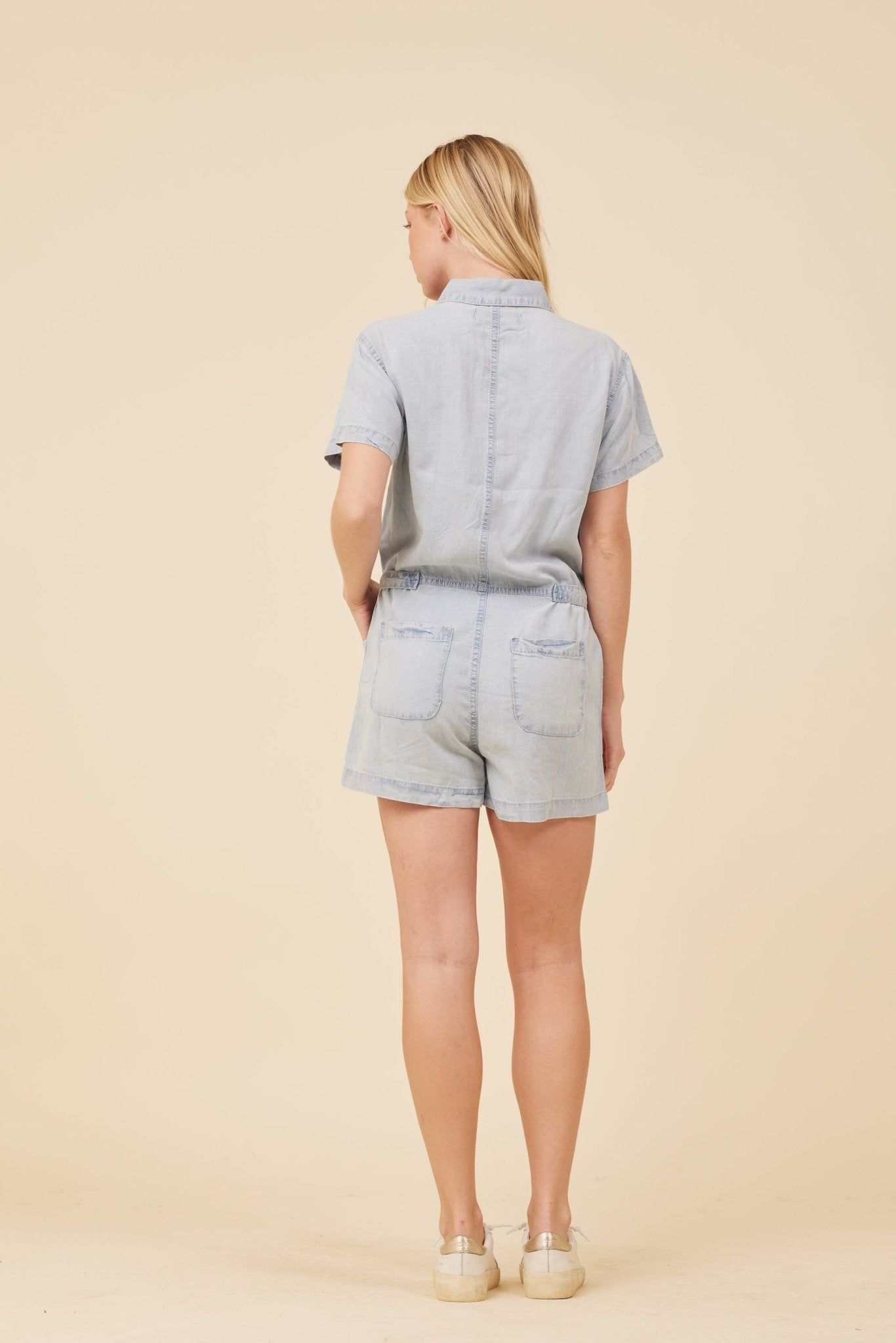 Denim Button Front Romper sold by Vintage Havana product image thumbnail 5