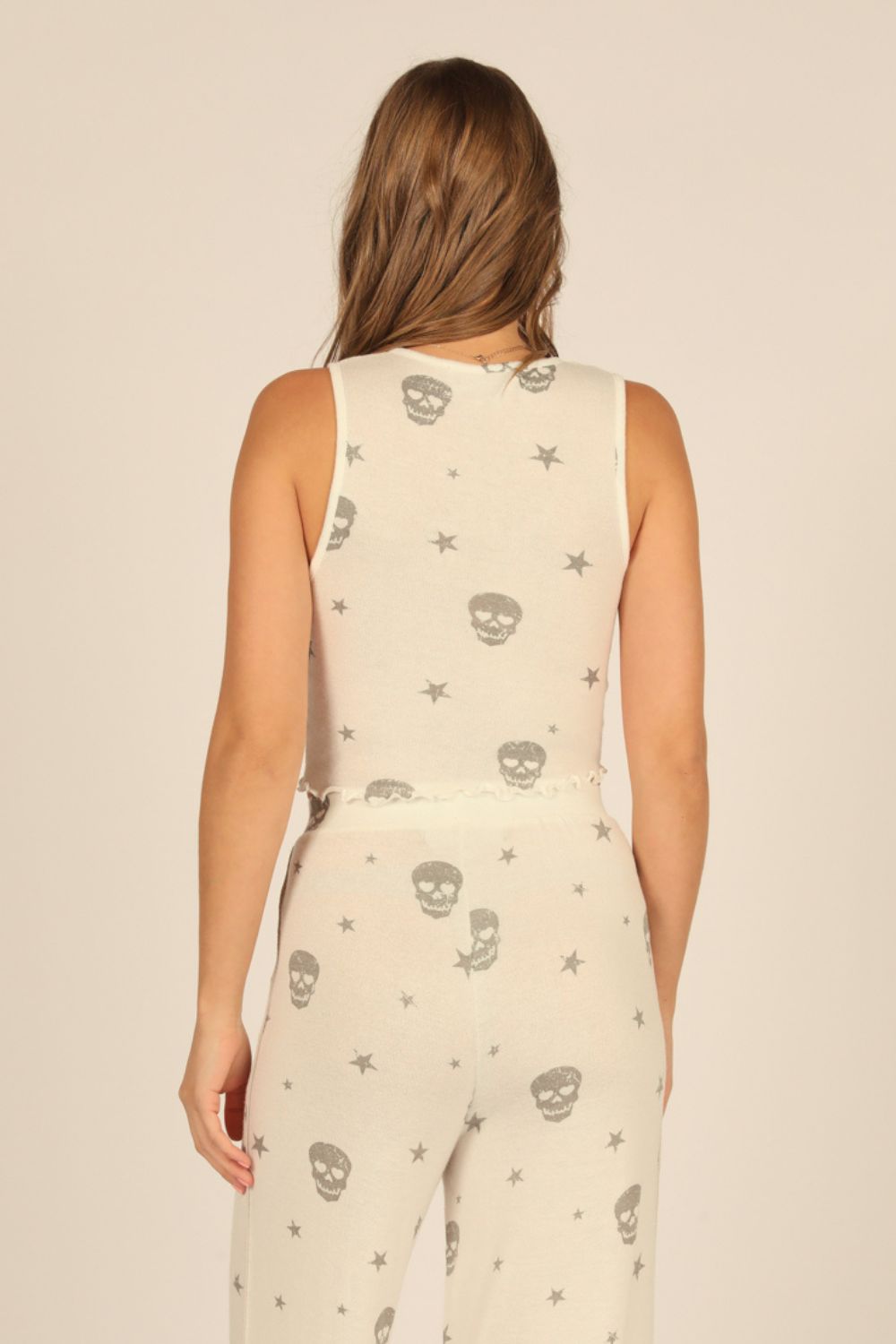 White & Grey Print Skull Tank sold by Vintage Havana product image thumbnail 2