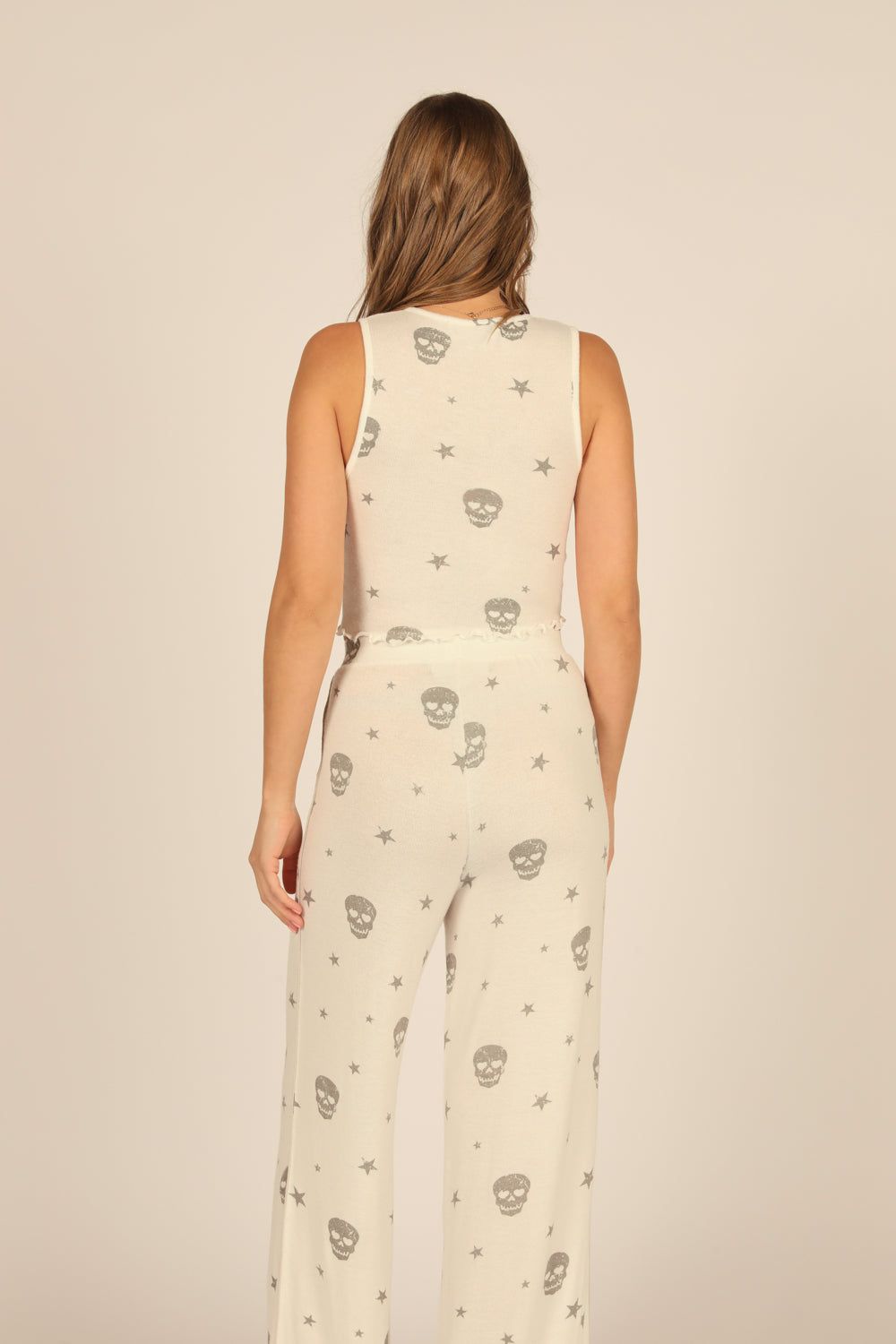 White & Grey Print Skull Tank sold by Vintage Havana product image thumbnail 4