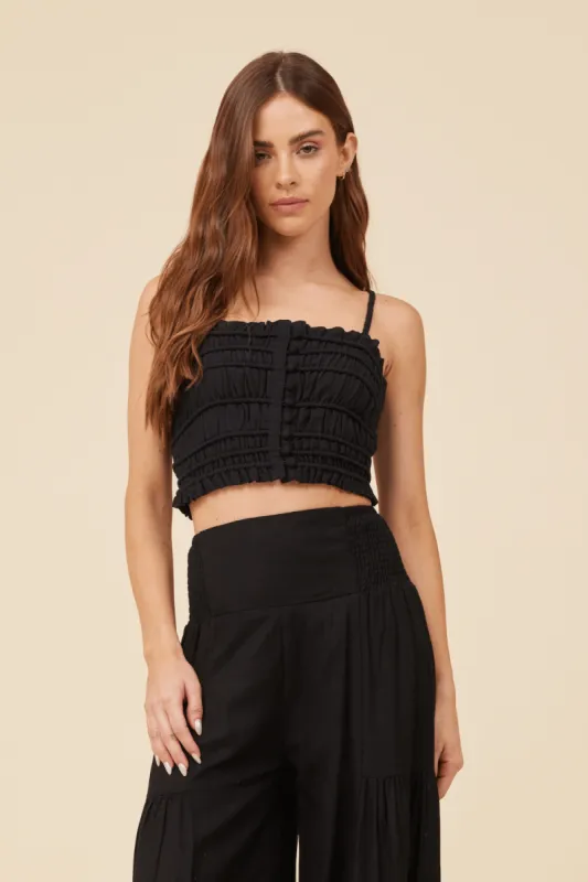 Black Cotton Voille Front Button Tank sold by Vintage Havana