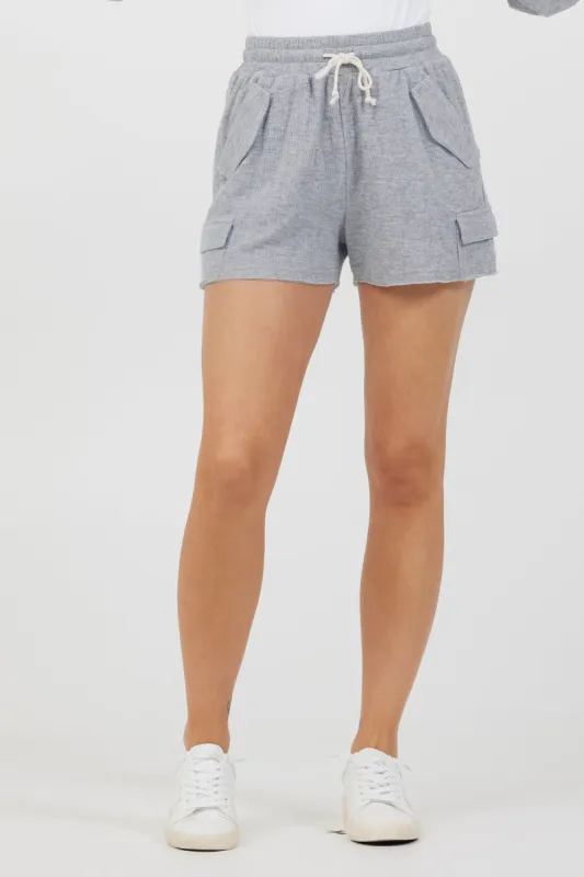 Heather Grey Bounded Textured Jersey Shorts sold by Vintage Havana