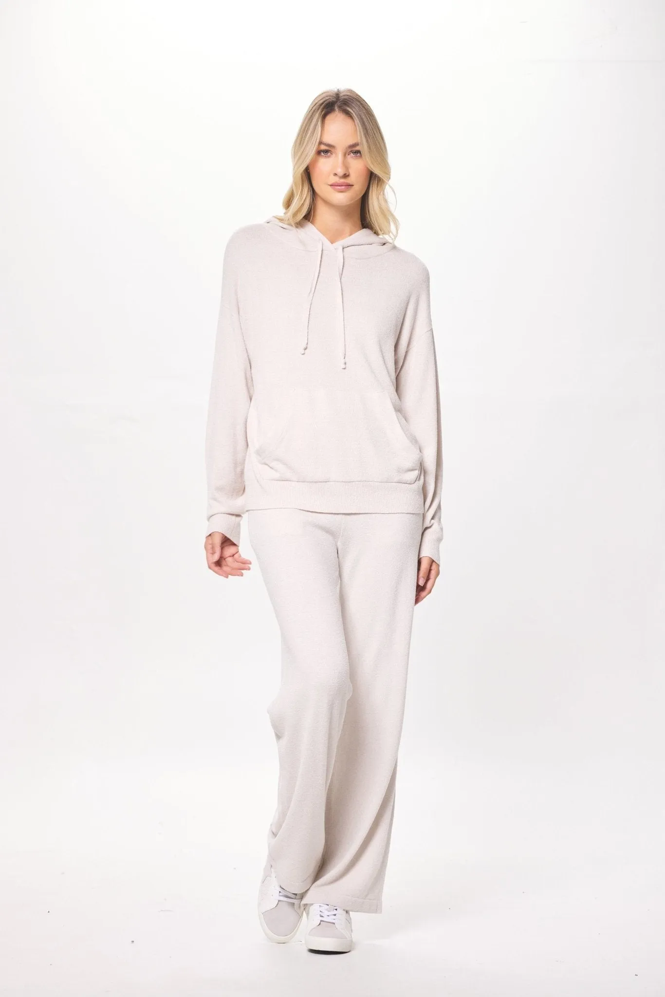 Coconut Cream Plush Knit Pullover Hoodie sold by Vintage Havana product image thumbnail 3