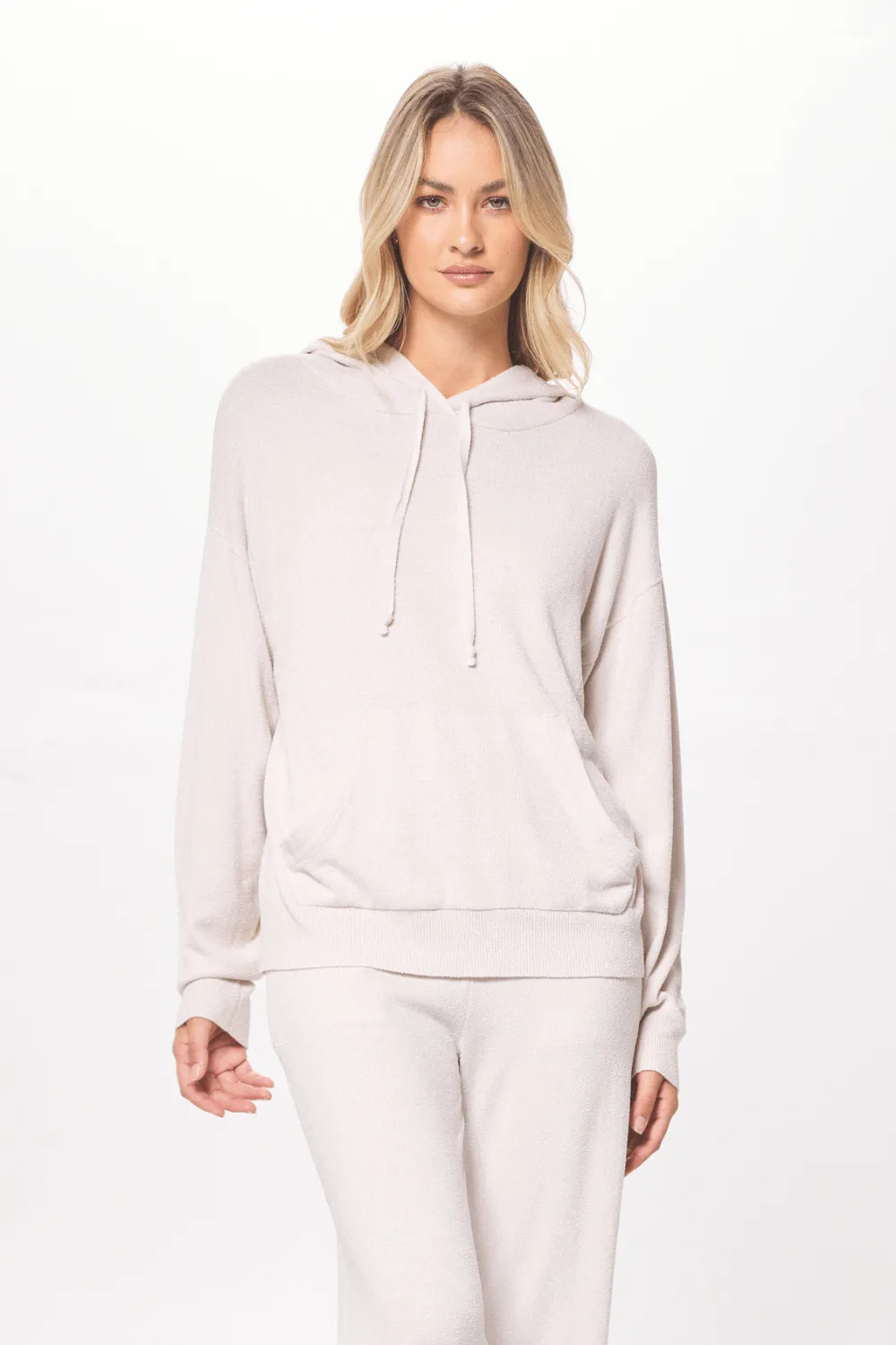 Coconut Cream Plush Knit Pullover Hoodie sold by Vintage Havana