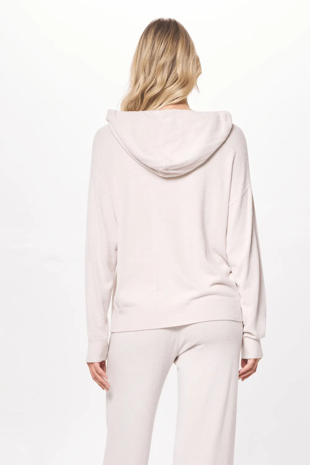 Coconut Cream Plush Knit Pullover Hoodie sold by Vintage Havana product image thumbnail 2
