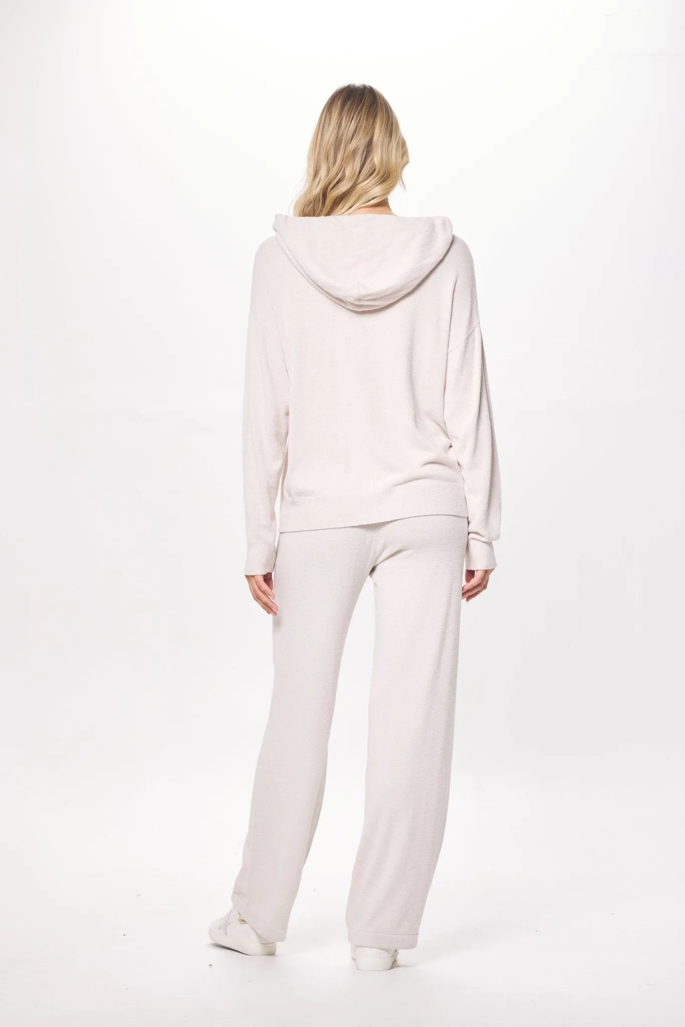 Coconut Cream Plush Knit Pullover Hoodie sold by Vintage Havana product image thumbnail 4