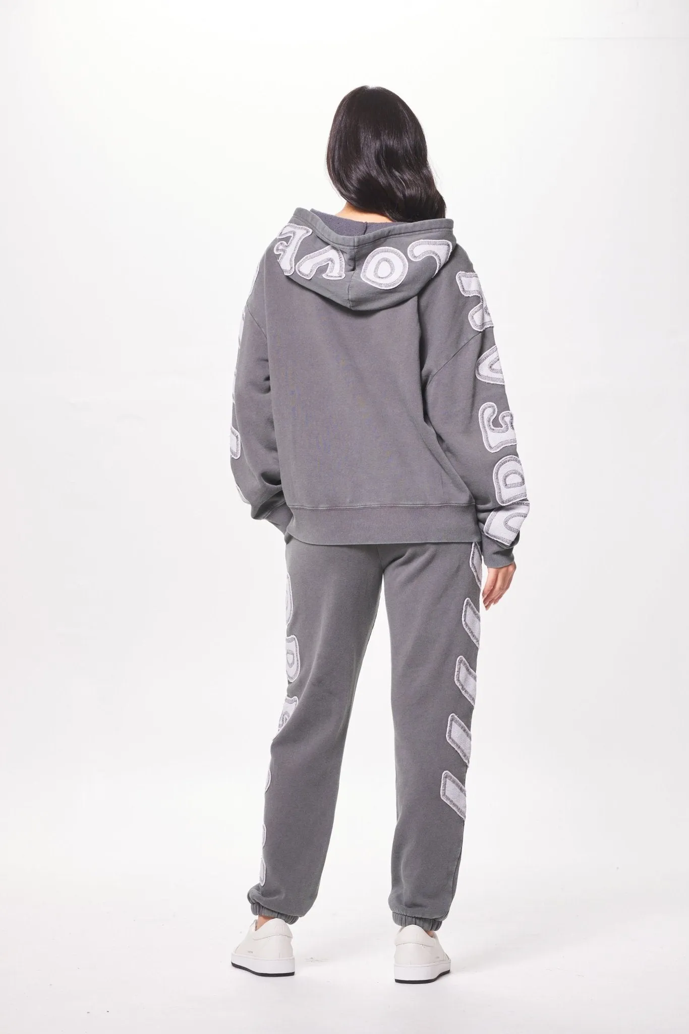Ash Grey Brushed Fleece Hoodie w/ Applique sold by Vintage Havana product image thumbnail 4