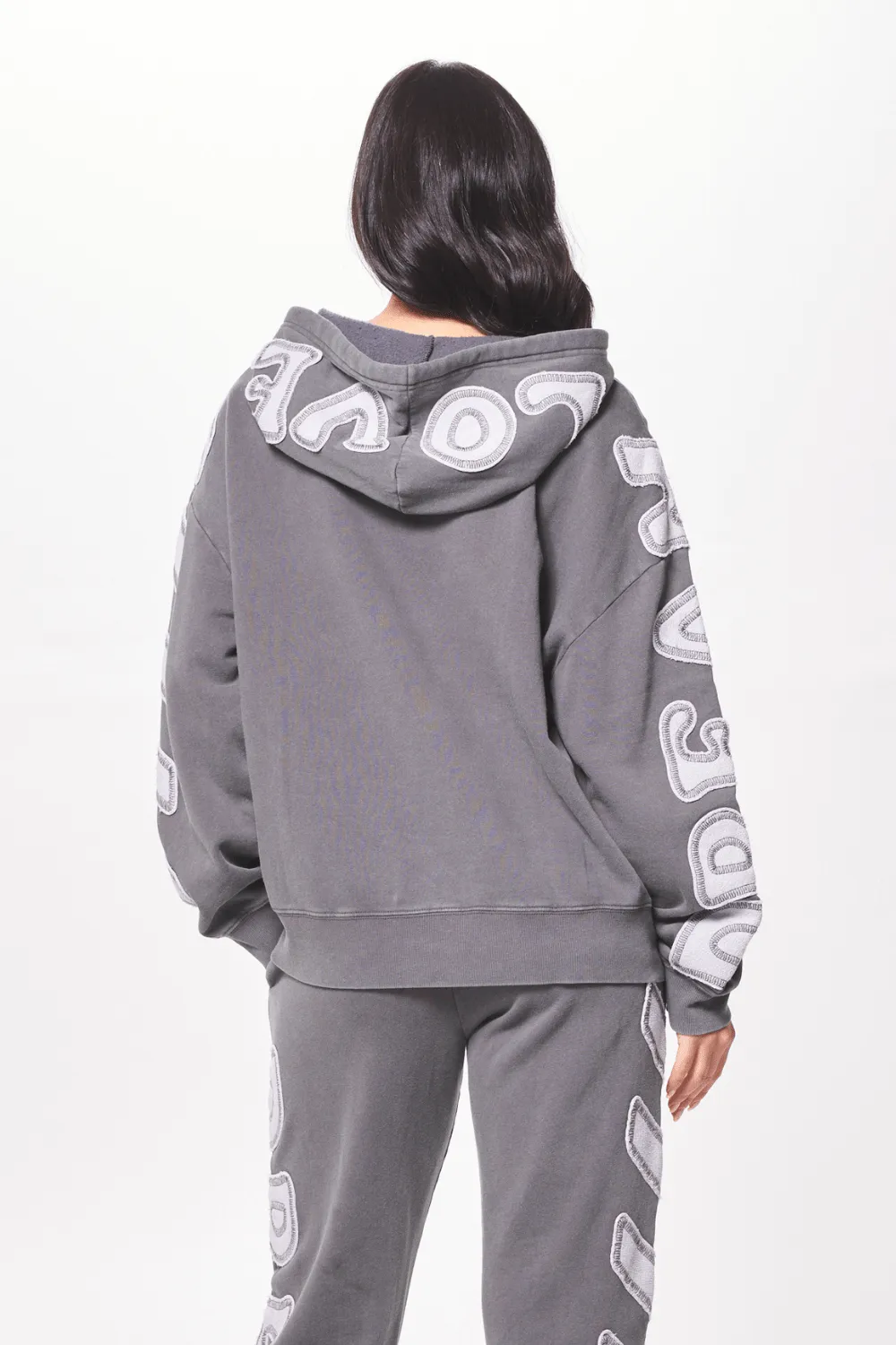 Ash Grey Brushed Fleece Hoodie w/ Applique sold by Vintage Havana product image thumbnail 2