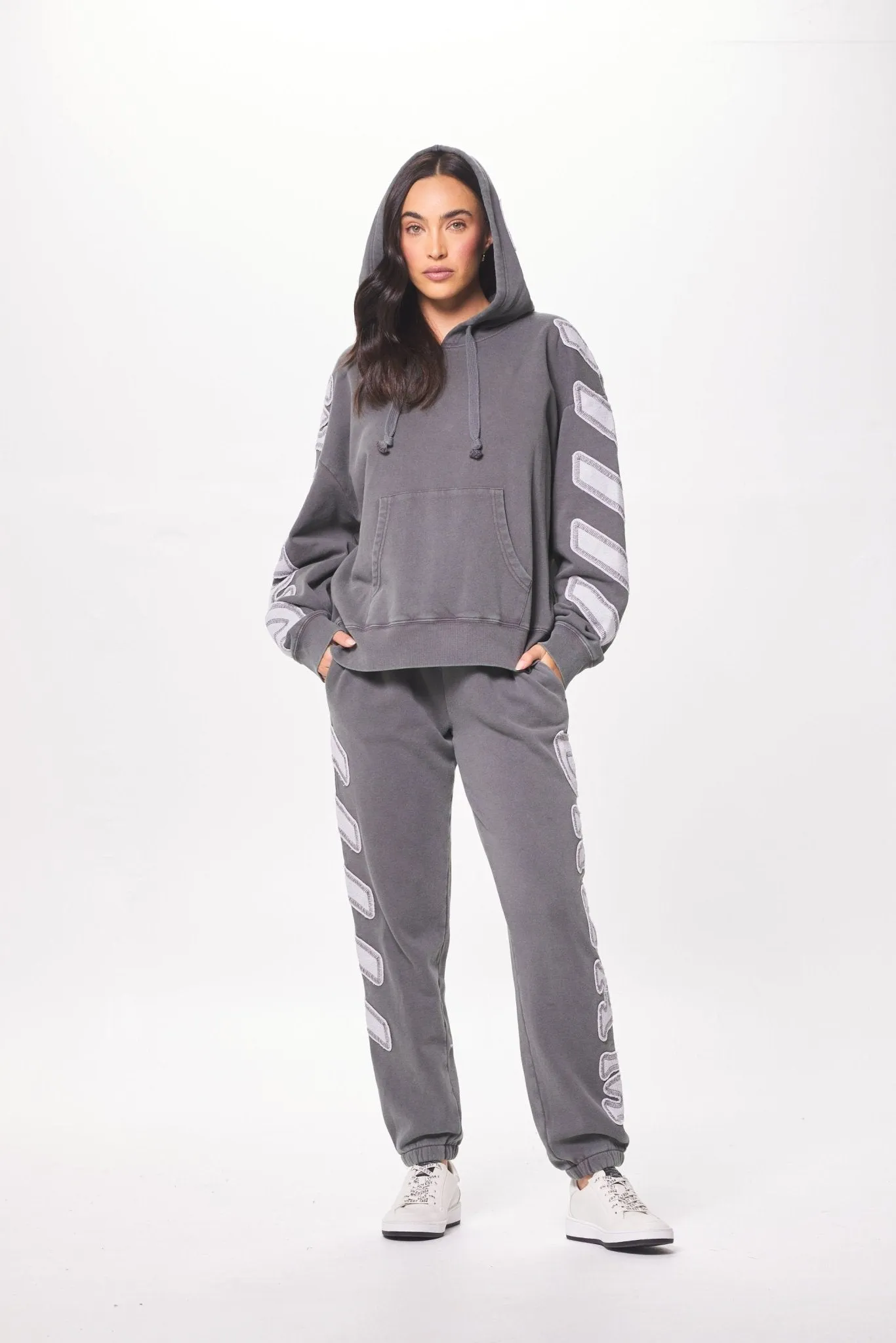 Ash Grey Brushed Fleece Hoodie w/ Applique sold by Vintage Havana product image thumbnail 3