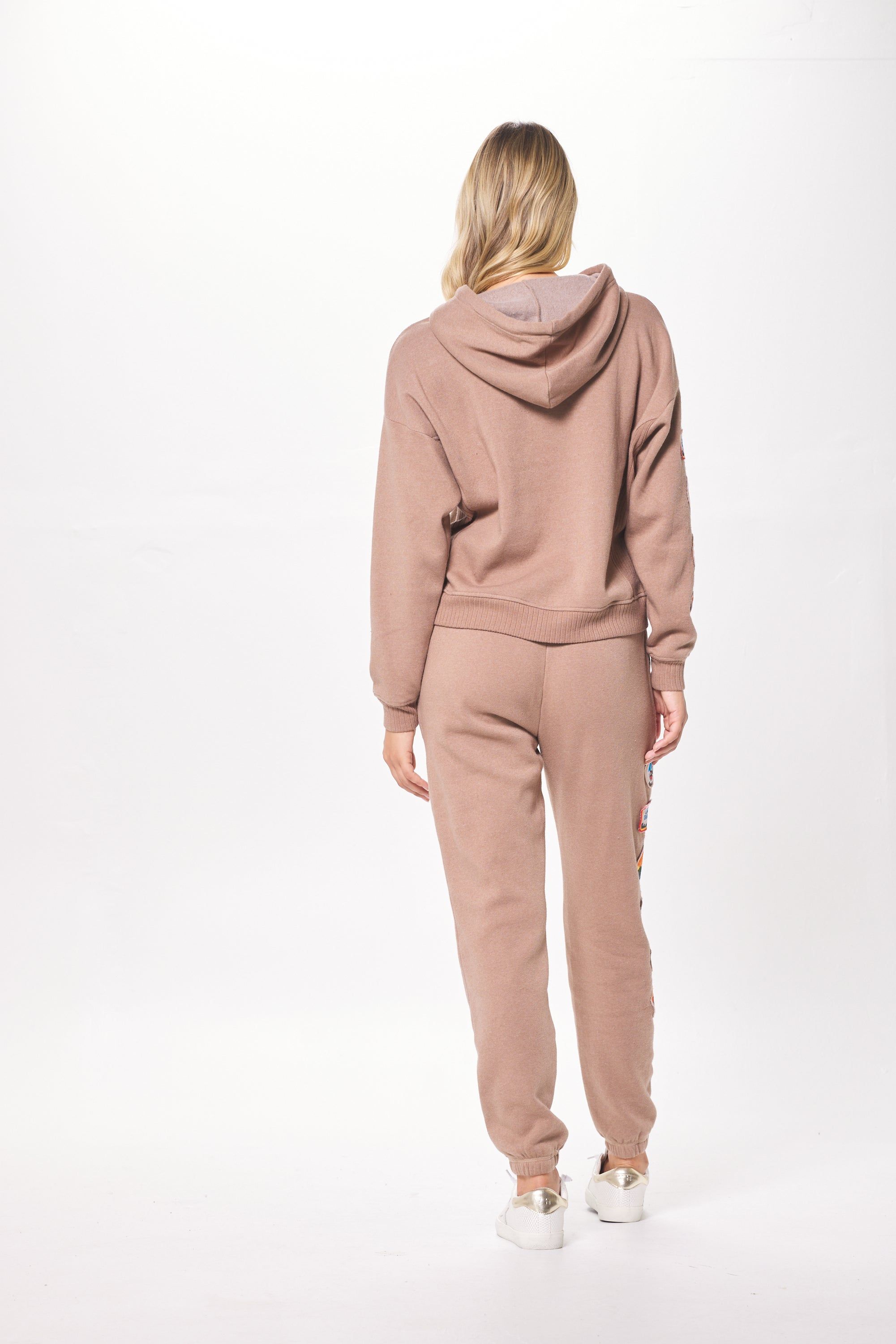 Toasted Almond Winter Fleece Patch Hoodie sold by Vintage Havana product image thumbnail 5