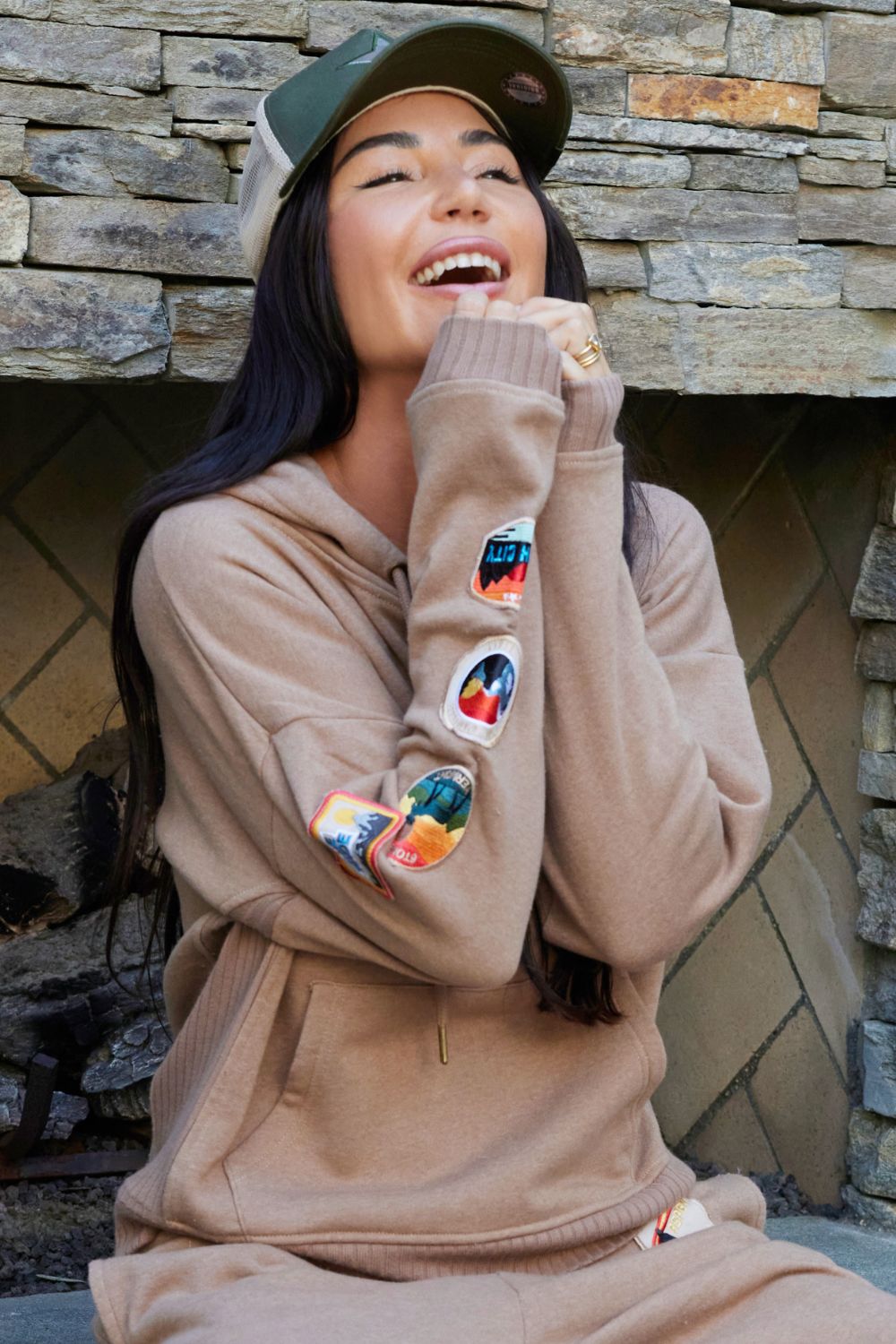 Toasted Almond Winter Fleece Patch Hoodie sold by Vintage Havana product image thumbnail 2