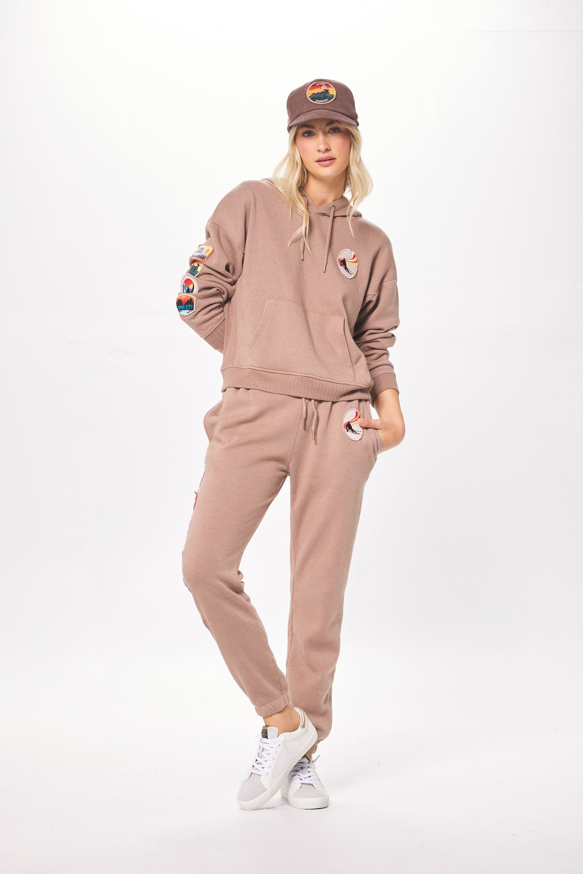 Toasted Almond Winter Fleece Patch Hoodie sold by Vintage Havana product image thumbnail 4