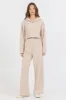 Vanilla Cream Cotton Blend Fleece Wide Leg Pant sold by Vintage Havana