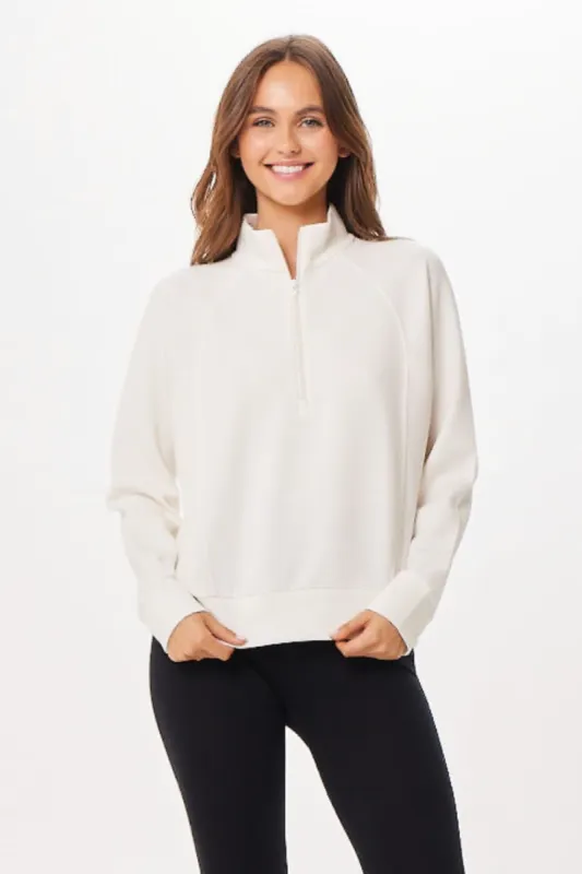 Bright Ivory Cloud Fleece Half Zip Sweatshirt sold by Vintage Havana