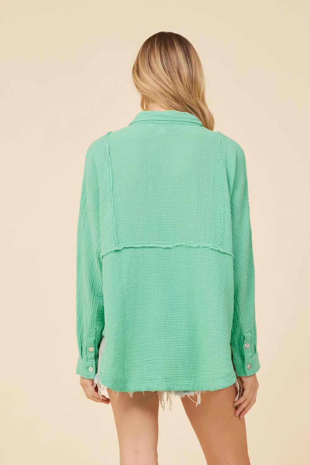 Surf Green Gauze Button Down sold by Vintage Havana product image thumbnail 2