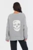 Heather Grey W/ Ivory Jacquard Knit Skull Sweater sold by Vintage Havana