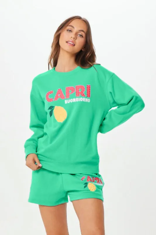 Surf Green Capri Jet Setter Surf Wash Crewneck sold by Vintage Havana
