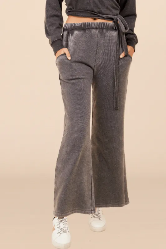 Heather Charcoal Lightweight Fleece Wide Leg Pant sold by Vintage Havana