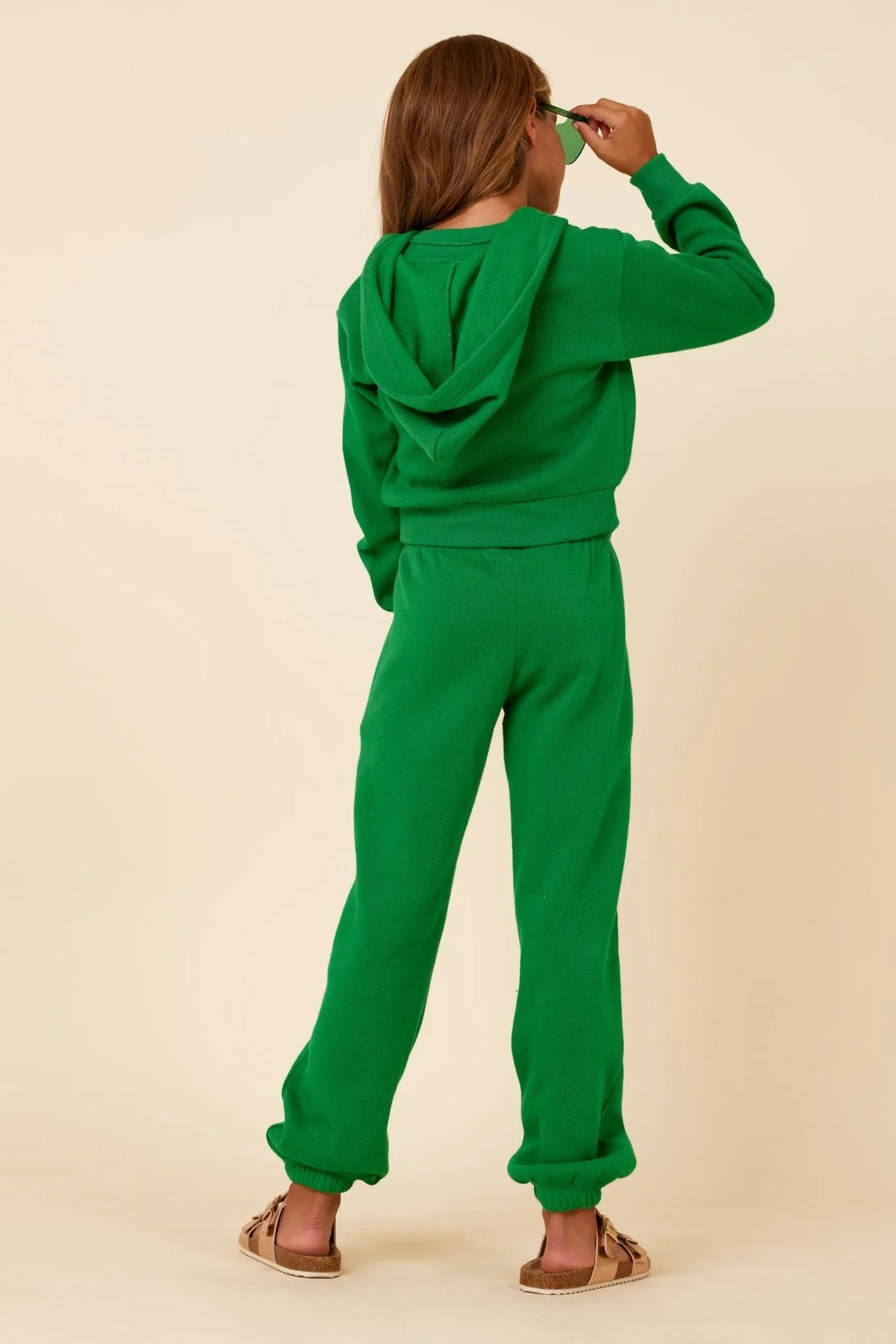 Kelly Green Slit Pocket Crop Zip Hoodie sold by Vintage Havana product image thumbnail 4