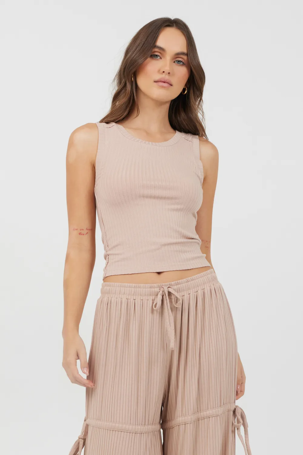 Nude Wide Rib Fitted Tank sold by Vintage Havana