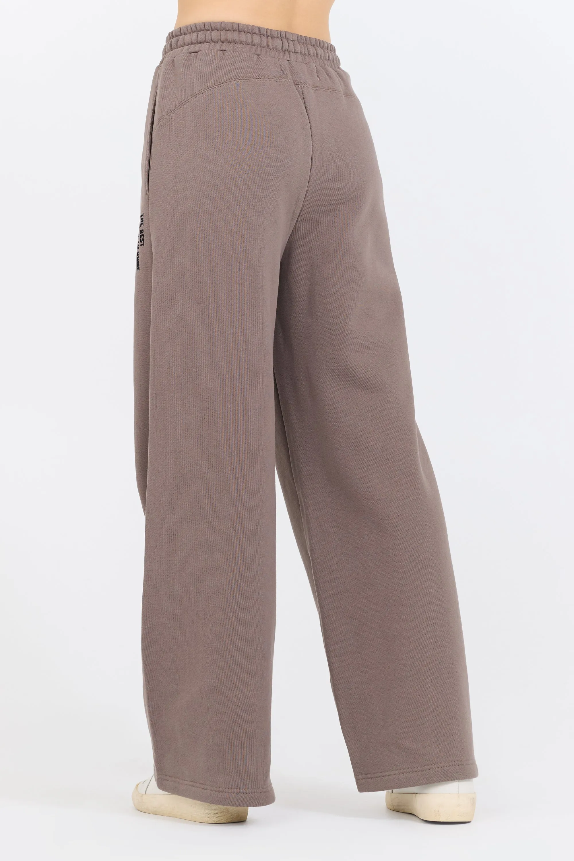 Taupe Grey Fleece Flare Pant W/ Flocking Details sold by Vintage Havana product image thumbnail 3