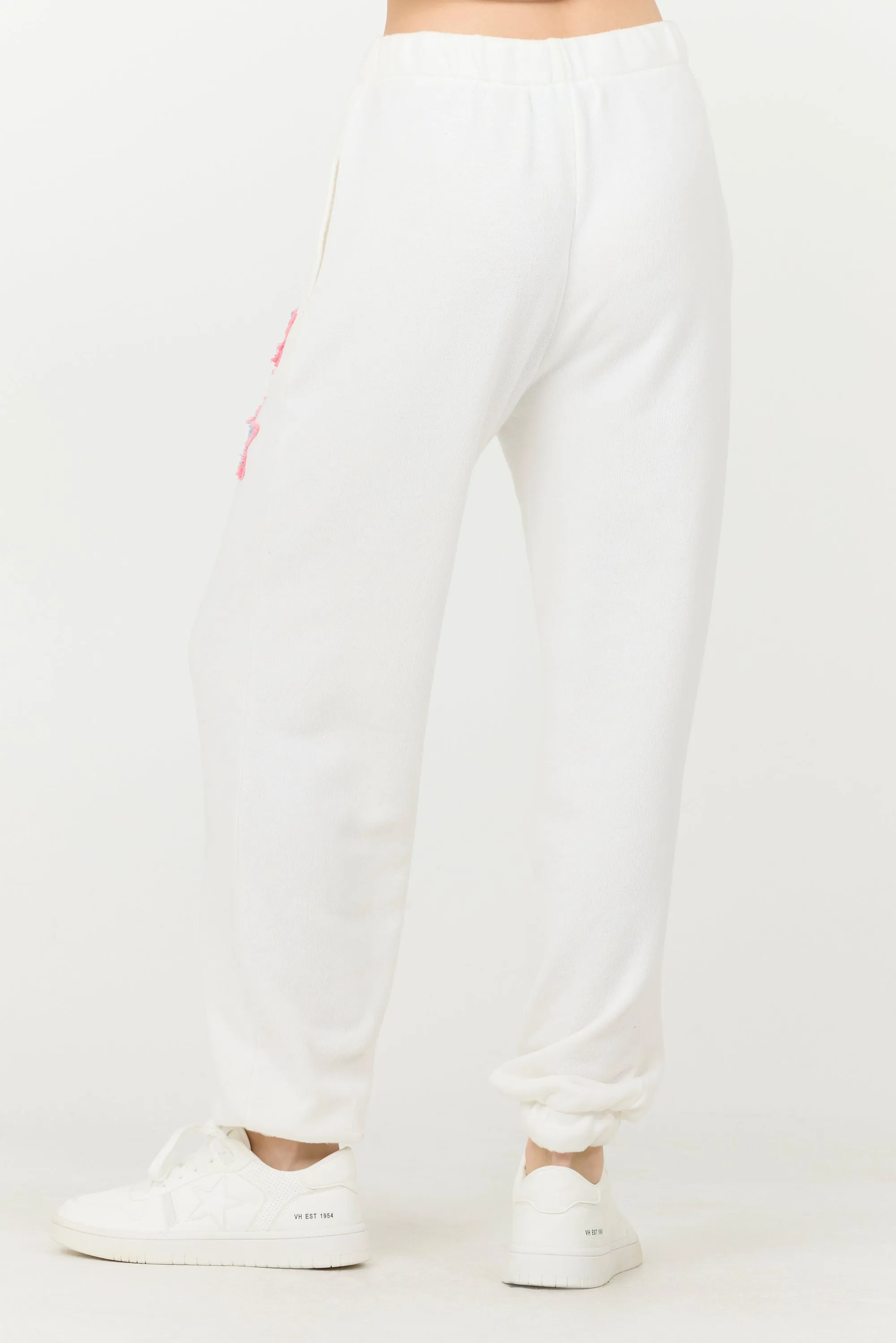 White w/ Blue Applique French Terry Joggers sold by Vintage Havana product image thumbnail 2