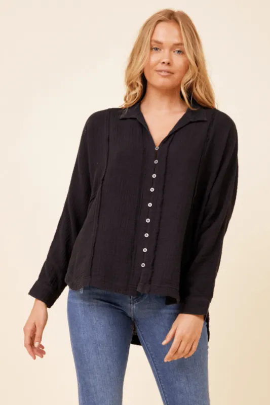 Black Gauze Button Down sold by Vintage Havana