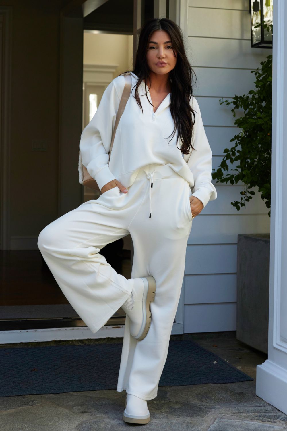 Bright Ivory Cloud Half Zip Pullover Hoodie sold by Vintage Havana product image thumbnail 2