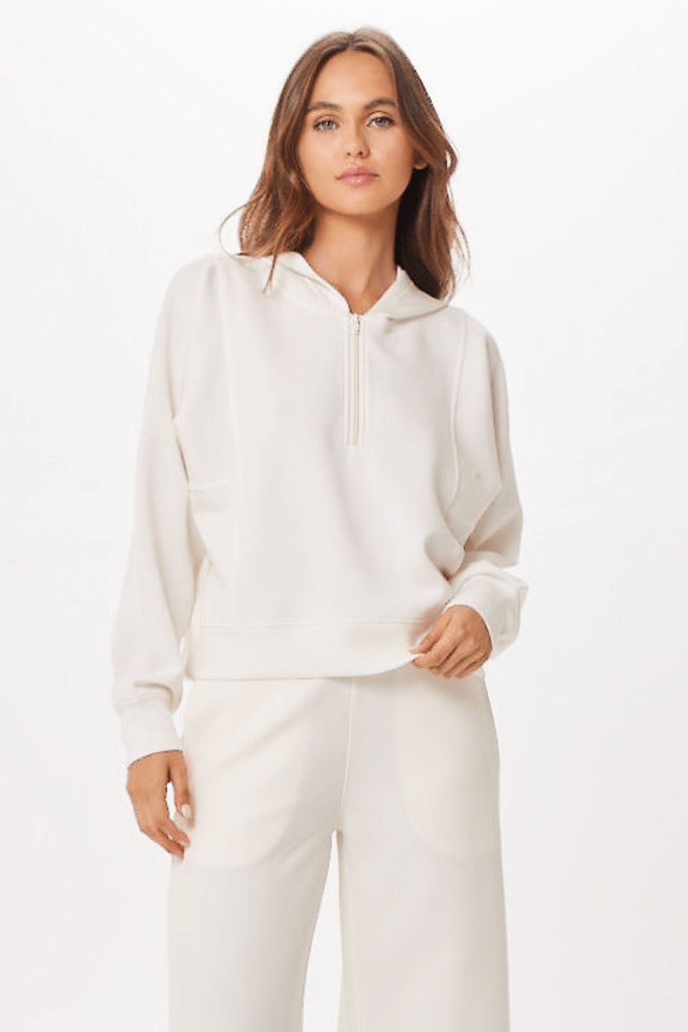 Bright Ivory Cloud Half Zip Pullover Hoodie sold by Vintage Havana