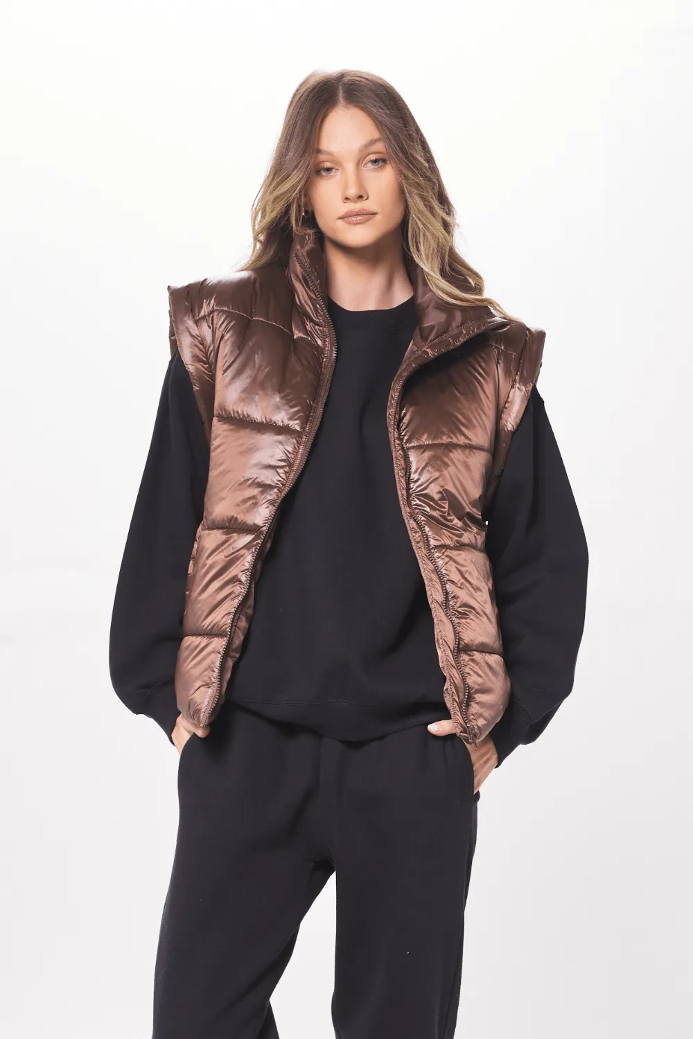Bronze Oversized Puffer Vest sold by Vintage Havana